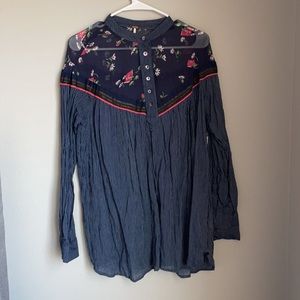NWT!! Women’s Free People Navy Blouse